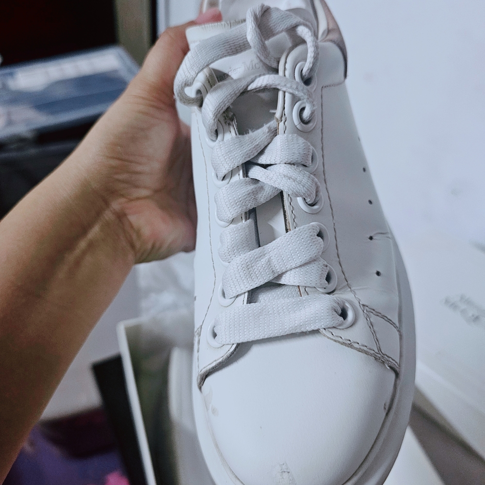 Alexander McQueen White and Peach Sneakers - Picture 6 of 7
